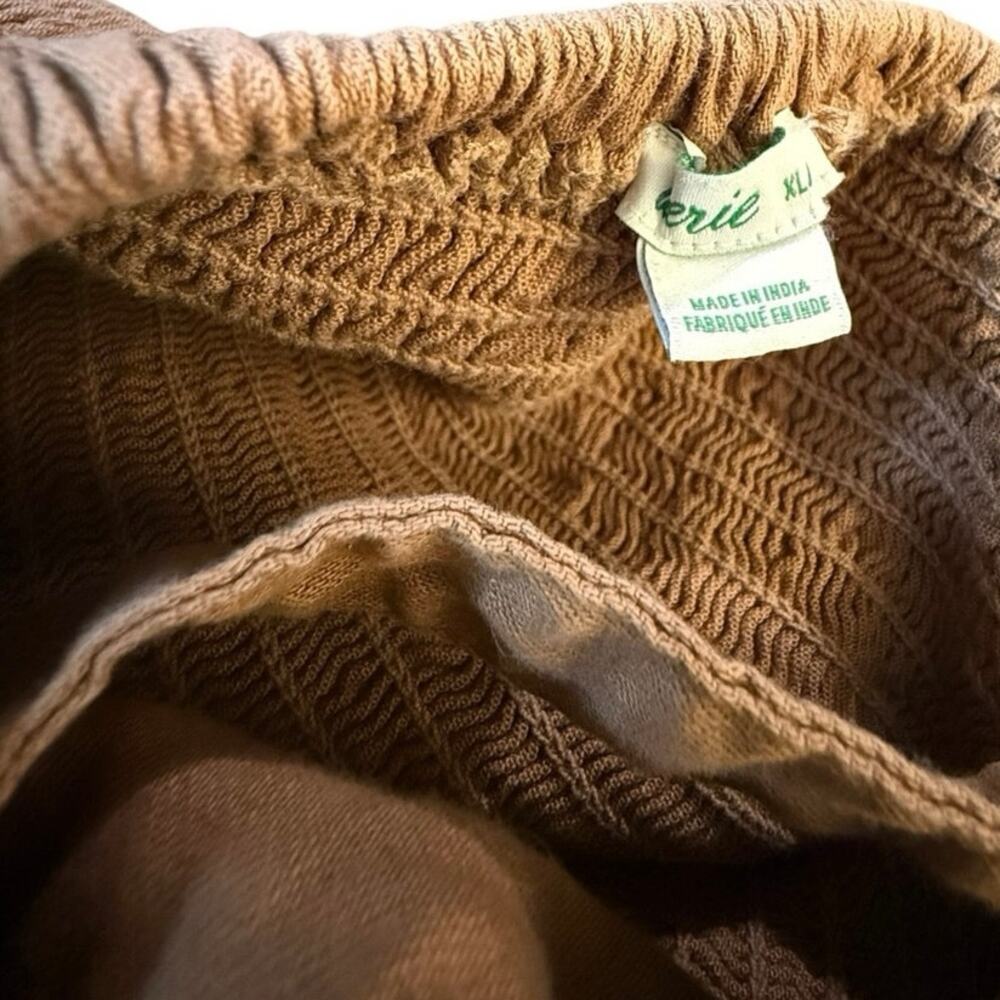 Aerie Twill Denim Cut Out Wide Leg Jumpsuit, Smocked Back, Camel Brown, Size XL - Picture 5 of 5